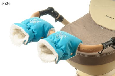 Рукавички-Муфта на коляску Ok Style Сніжинка Бірюзовий світлий матовий №36 7579 фото
