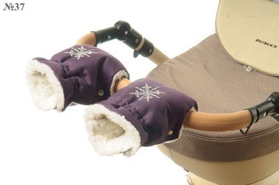 Рукавички-Муфта на коляску Ok Style Сніжинка Баклажан темно фіолетовий матовий №37 7583 фото