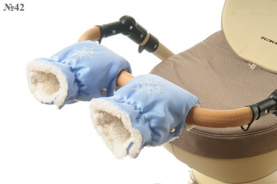 Рукавички-Муфта на коляску Ok Style Сніжинка Світло голубий №42 7605 фото