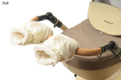 Рукавички-Муфта на коляску Ok Style Сніжинка Молочний матовий №8 7260 фото