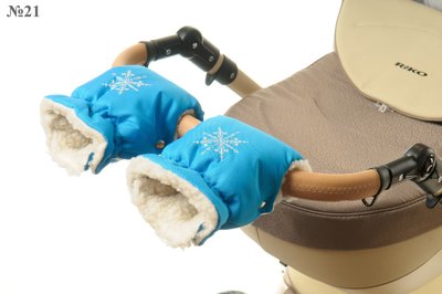 Рукавички-Муфта на коляску Ok Style Сніжинка Бірюзовий матовий №21 7517 фото