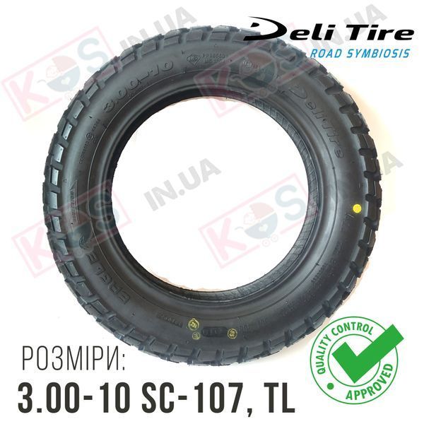 Покришка (шина) для скутера 3.00-10 "DELI TIRE" SC-107 "EAGLE", TL 28680 фото