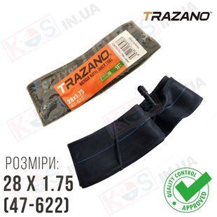 Камера 28 x 1.75 (47-622) TRAZANO Butyl Tube (AV 33 мм) для велосипеда Україна 275771 фото