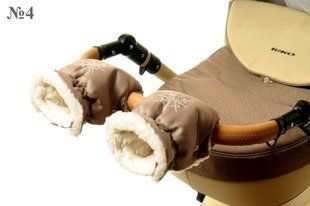 Рукавички-Муфта на коляску Ok Style Сніжинка Капучіно блискучий №4 7203 фото